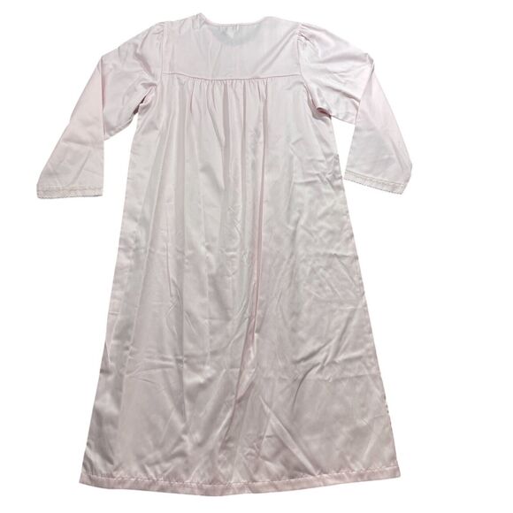 Miss Elaine Large New w/ Tags Pink Night Gown 1/4 Button Embroidered - Picture 6 of 6